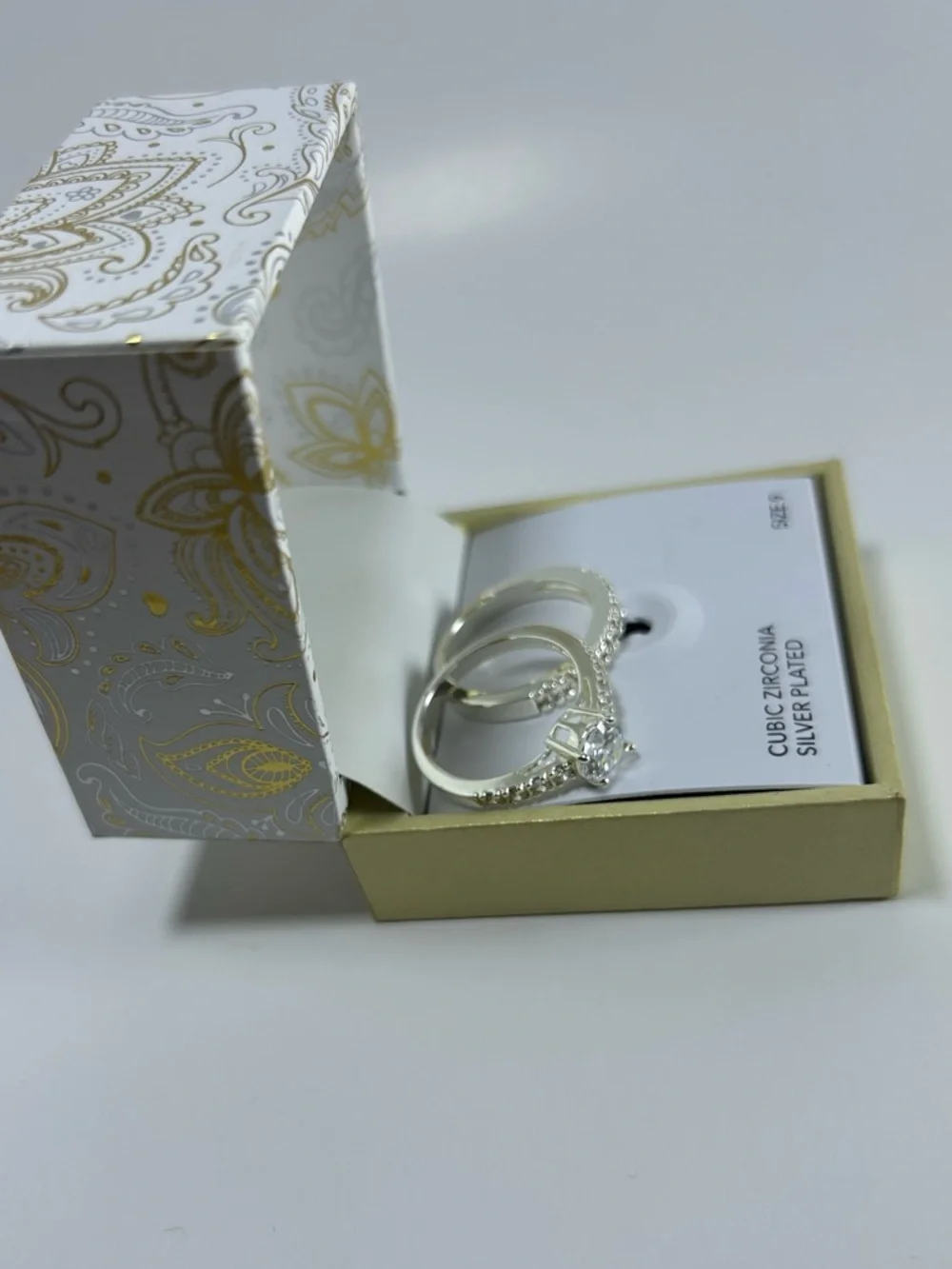 Charter Club Silver-Tone CZ Bridal Ring Set - Size 9